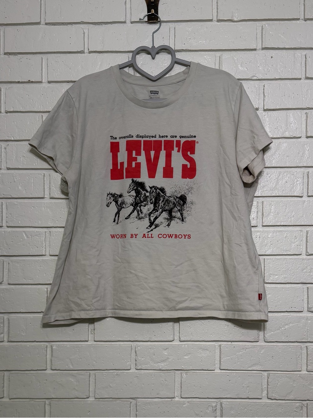 Levi’s Cowboy Horse Graphic T-Shirt Gray Red Women’s Size XL Western